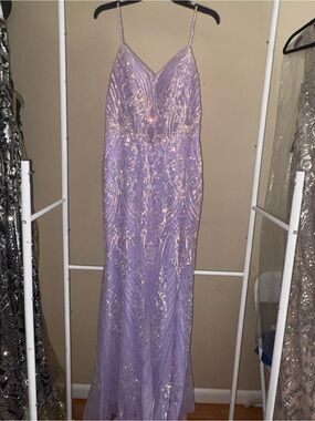 Dave & Johnny Lavender Sequin Spaghetti Strap Maxi Dress